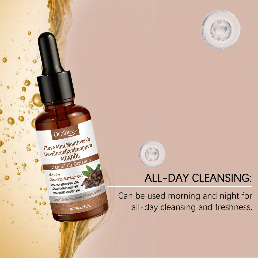 1pc Clove Mint Care Mouthwash 1.01oz Contains Menthol Effectively Cleans Food Debris Inside and Outside the Mouth Long-lasting Fresh Breath Cool and Refreshing Taste Portable Mouthwash Suitable for Use After Meals Essential for Travel