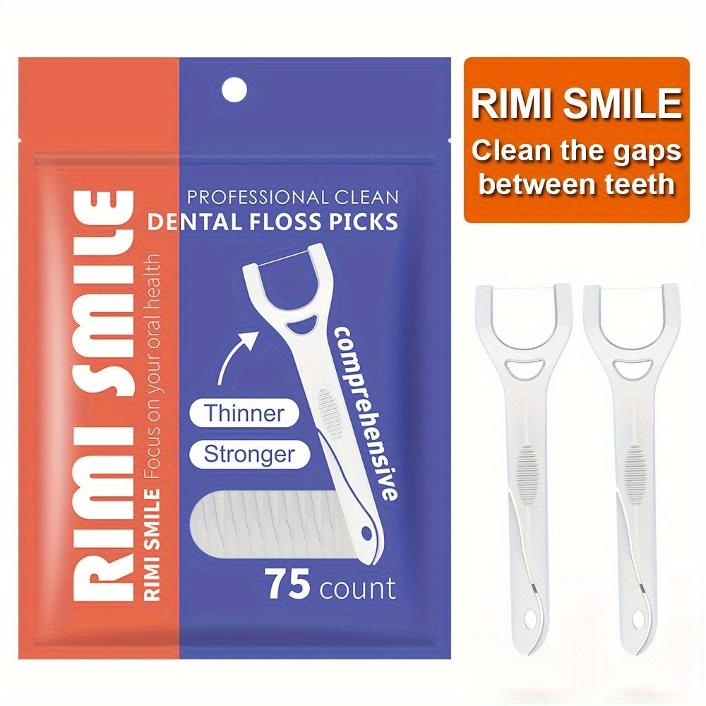 225pcs RIMI SMILE Dental Floss Picks, Thinner & Stronger, Portable Oral Care Sticks for Deep Cleaning, Unflavored, PE Material, for Daily Use & Travel