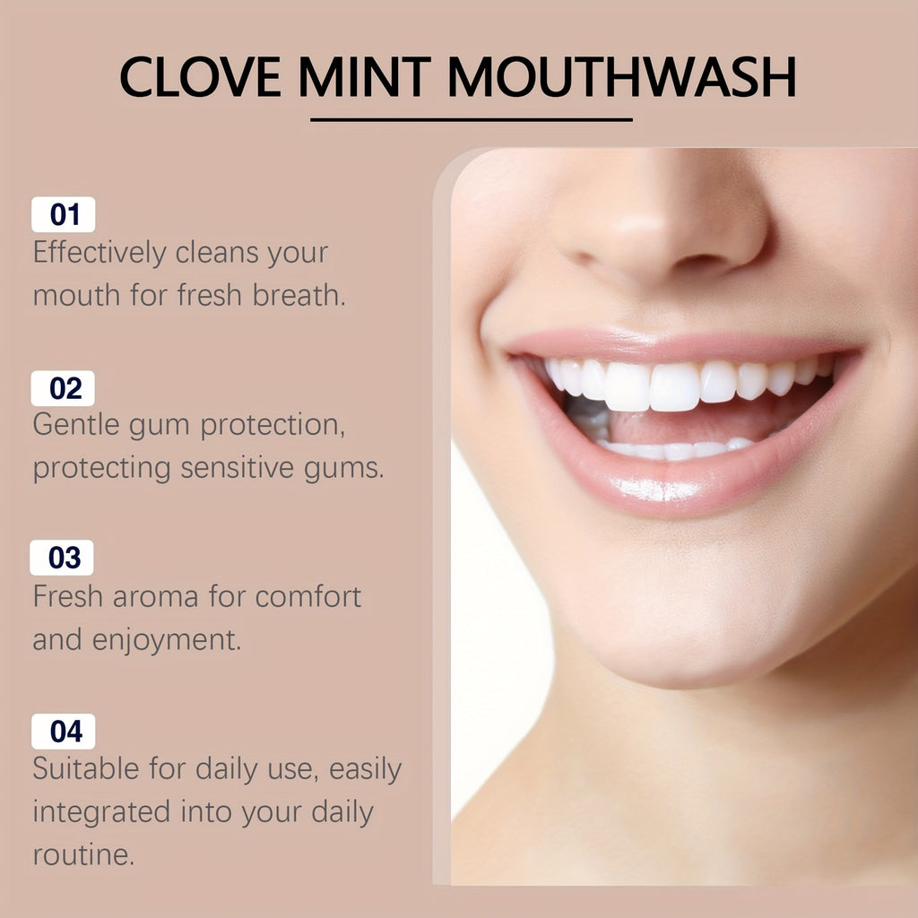 Clove Mint Care Mouthwash - with Gentle And Clean Herbal Ingredients, It Refreshes The Mouth And Teeth, Cools The Teeth And Gums, And Has a Long-Lasting Fragrance. It Is Suitable for Use on Valentine'S Day, Dates, And As a Travel Mouthwash