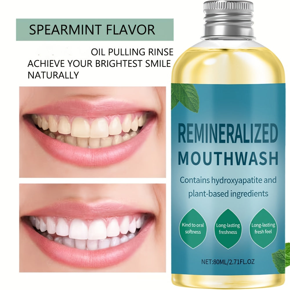 2.71oz Mint-Flavored Mouthwash, Containing Hydroxyapatite And Plant Ingredients, Lightweight Texture, Easy to Rinse, Achieving More Thorough Care, Perfect for Fresh Breath Before Dates Or After Meals. Ideal for Travel And Hotel Stays