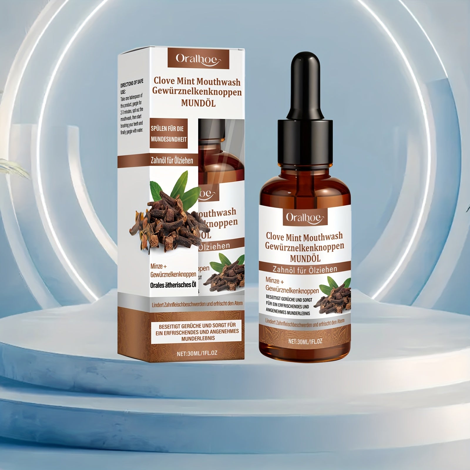 1pc Clove Mint Care Mouthwash 1.01oz Contains Menthol Effectively Cleans Food Debris Inside and Outside the Mouth Long-lasting Fresh Breath Cool and Refreshing Taste Portable Mouthwash Suitable for Use After Meals Essential for Travel