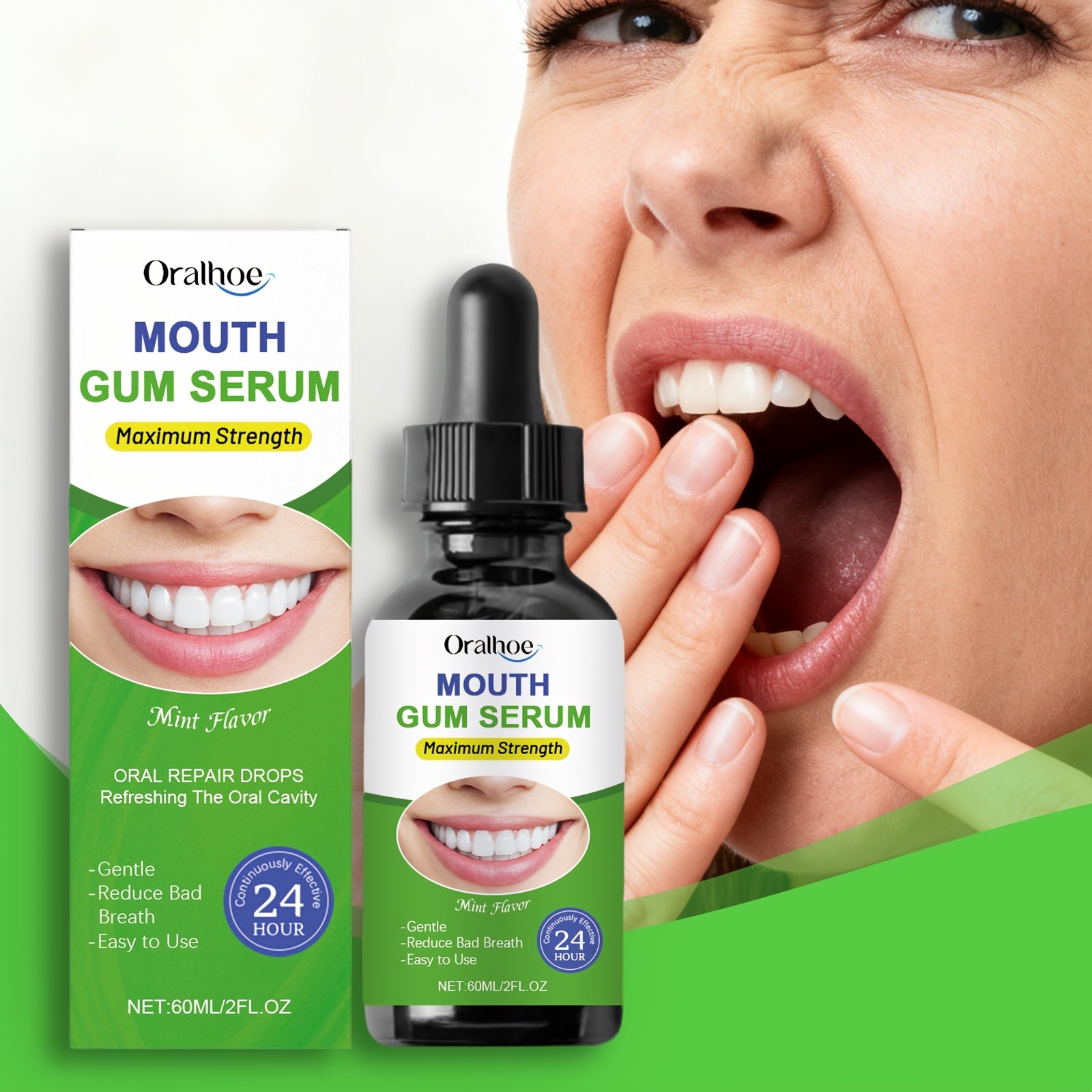 1\u002F2pcs 24-Hour Fresh Breath Oral Care Drops 60Ml\u002F2Fl.Oz, Botanical Oral Care, Freshens Breath, Long-Lasting Fragrance, Teeth Cleaning, Tongue Coating Removal, Daily Mouthwash, Portable