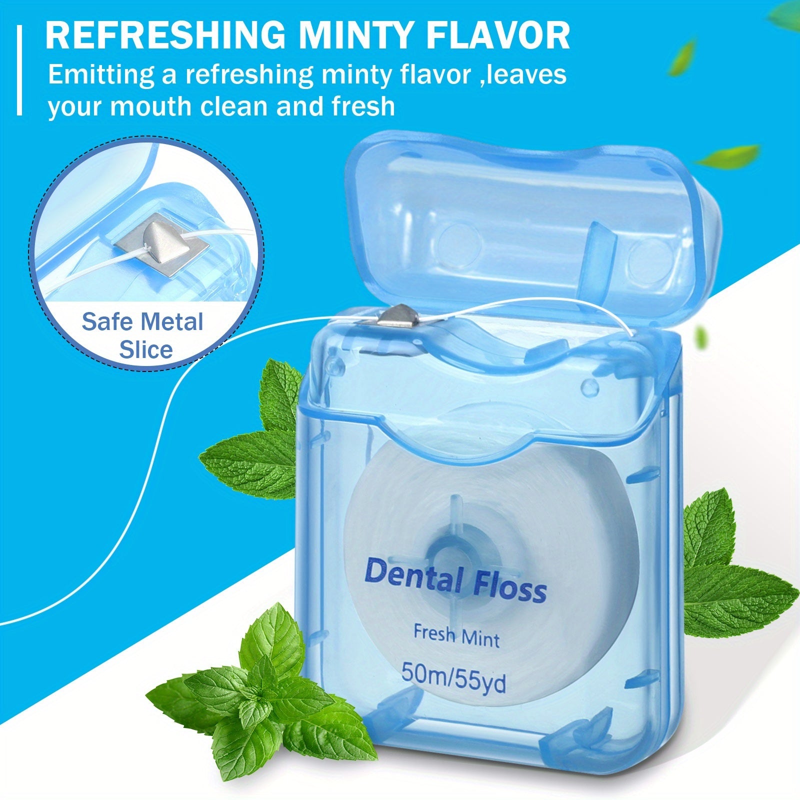 Bulk Pack of 24 Mint-Flavored Dental Floss, Each 1968.5 inch Long, Designed for Travel. Waxed for Oral Hygiene And Gum Protection (Various Colors)