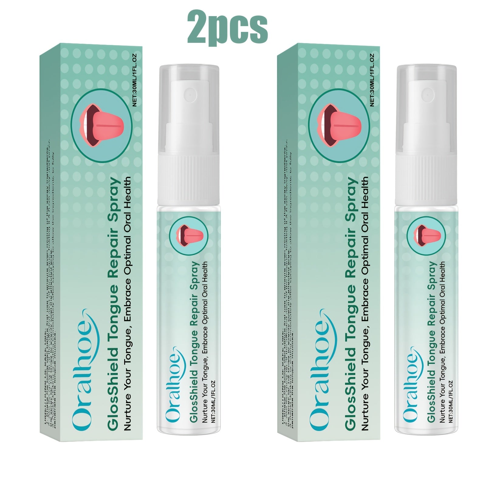 Tongue Care Spray 2pcs*30ml\u002F1fl.oz Freshens Breath, Cleans Tongue, Oral Care Cleansing, Tongue Coating Removal Portable Design, Easy to Use, Daily Oral Care Spray Mouthwash Containing Mint, Castor Oil, Green Tea, Panthenol