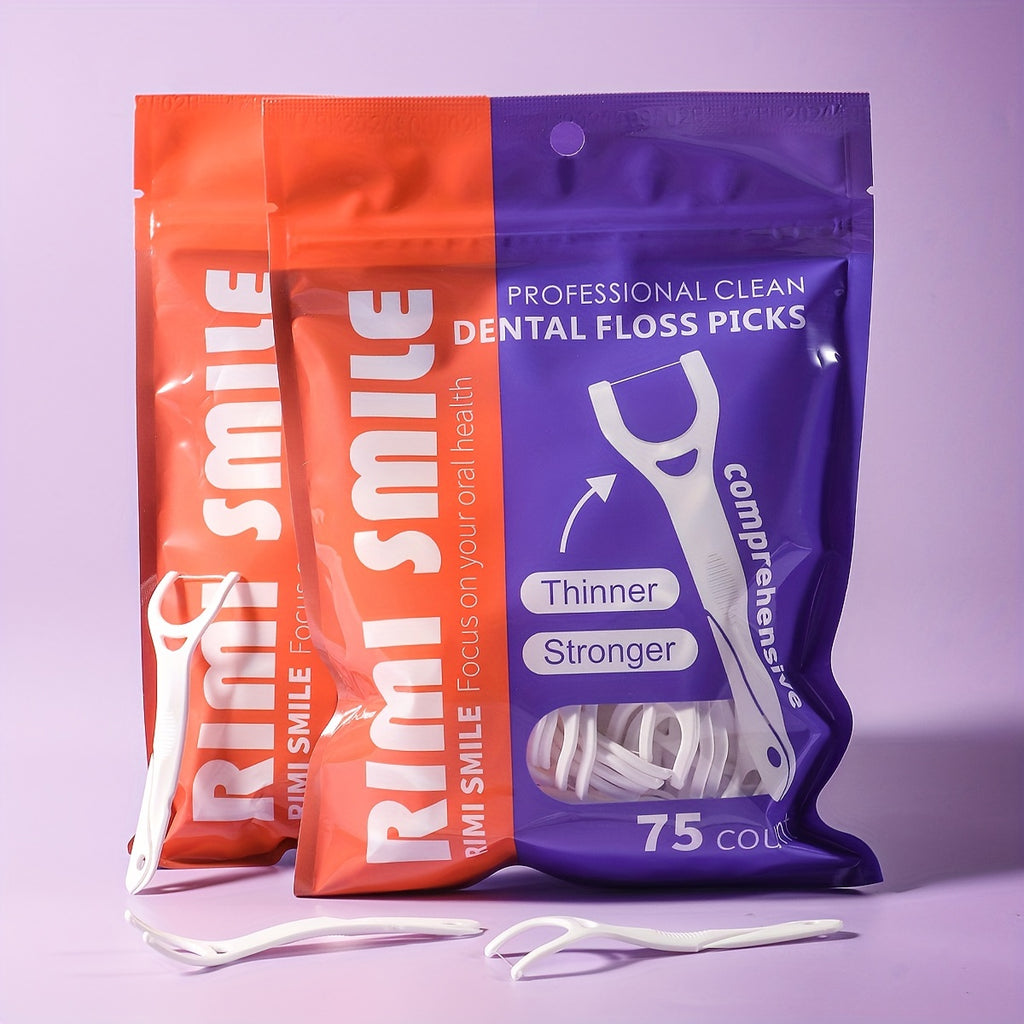 225pcs RIMI SMILE Dental Floss Picks, Thinner & Stronger, Portable Oral Care Sticks for Deep Cleaning, Unflavored, PE Material, for Daily Use & Travel