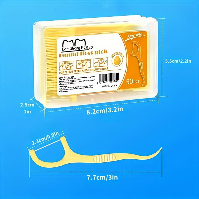 Disposable Fruit-Flavored Floss Picks - Individually Wrapped Suitable for Travel, Multi-Flavor & Color-Coded Ultra-Fine Floss with Fruit Flavors ( Taste) for -the- Oral Hygiene Care, Portable for &