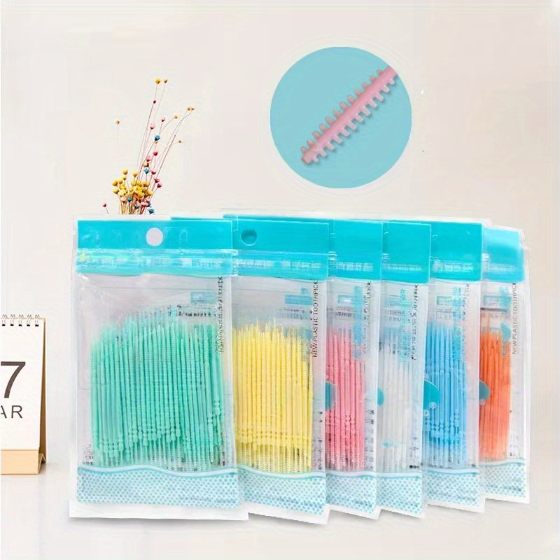 Double-Headed Floss, Interdental Toothpick, Toothbrush, Tooth Cleaning Stick, Toothpick, Floss Stick, Tool Color Random