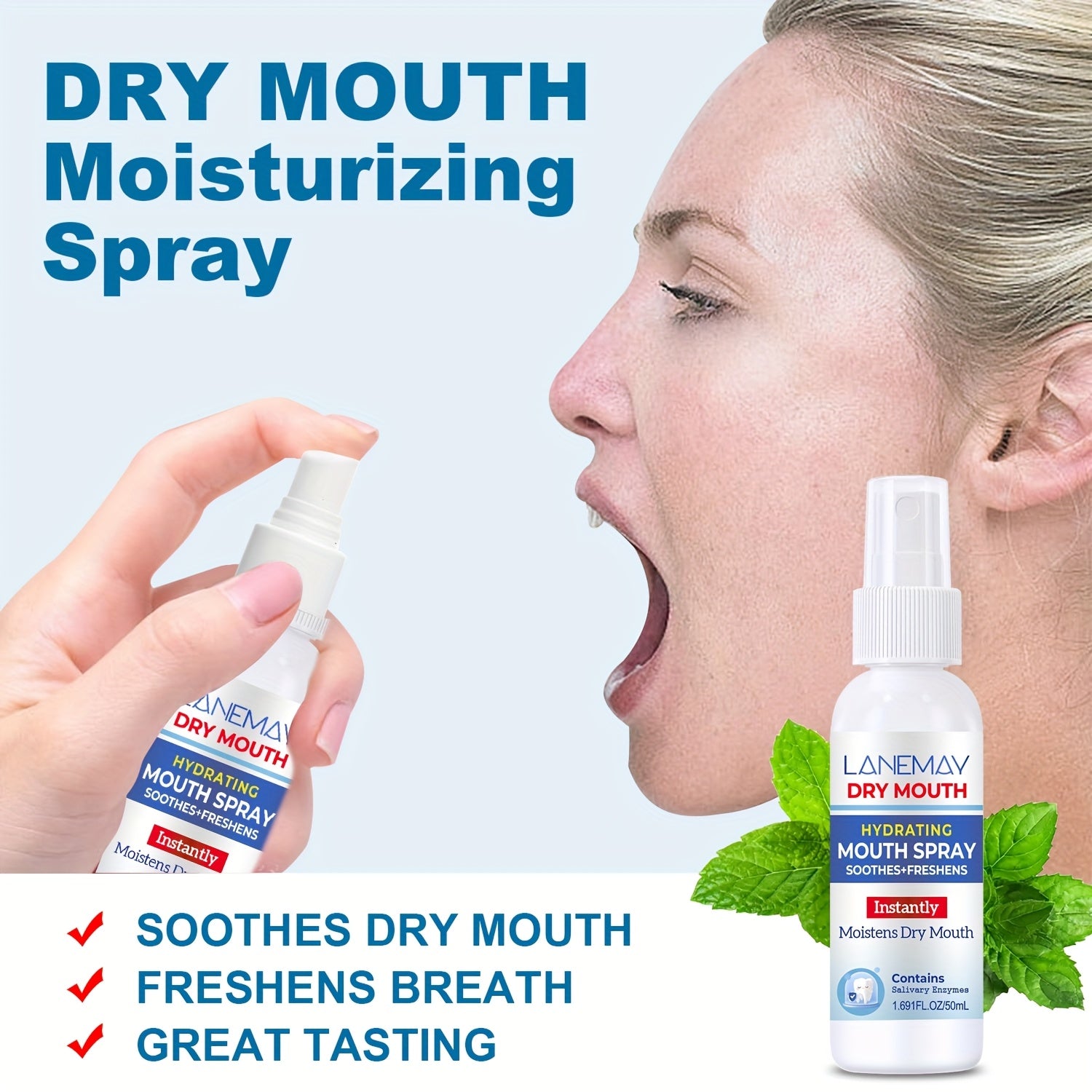 Hydrating Mouth Spray-Moistens and Relieves Symptoms of  Mouth-with a Hint of Mint-Keep Freshens Breath and Great Tasting-Suitable for  Mouth & Bad Breath