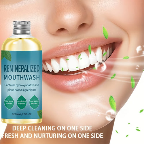 2.71oz Mint-Flavored Mouthwash, Containing Hydroxyapatite And Plant Ingredients, Lightweight Texture, Easy to Rinse, Achieving More Thorough Care, Perfect for Fresh Breath Before Dates Or After Meals. Ideal for Travel And Hotel Stays