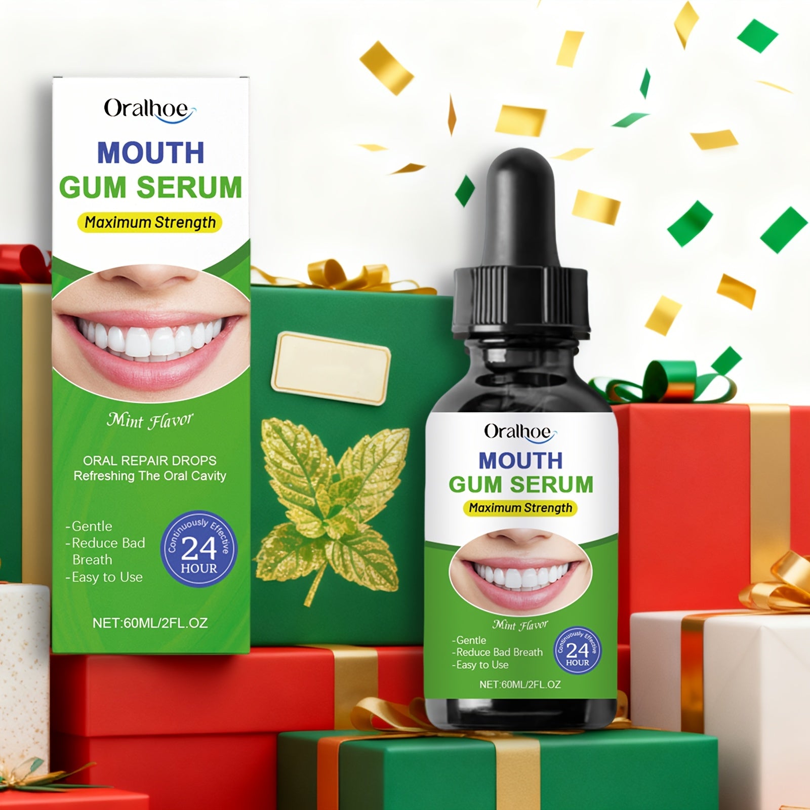 1\u002F2pcs 24-Hour Fresh Breath Oral Care Drops 60Ml\u002F2Fl.Oz, Botanical Oral Care, Freshens Breath, Long-Lasting Fragrance, Teeth Cleaning, Tongue Coating Removal, Daily Mouthwash, Portable