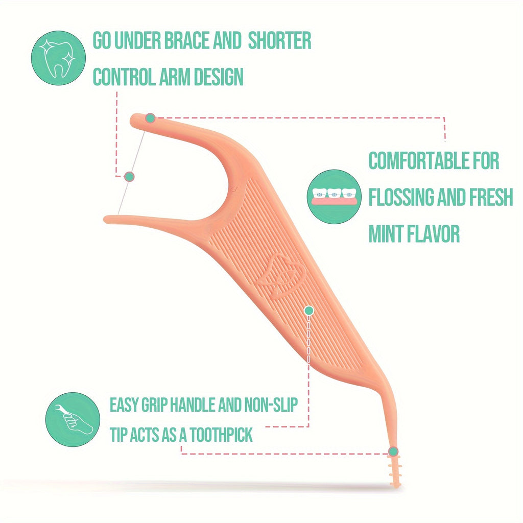 120 Dr. Emma Floss with Braces, Mint Flavored, Alcohol-free, Designed for Daily Oral Hygiene and Braces Maintenance