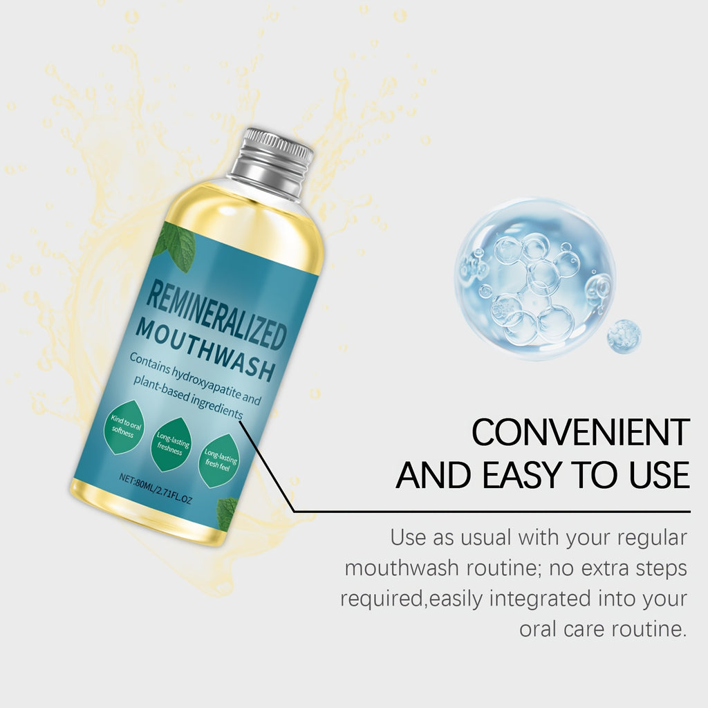 2.71oz Mint-Flavored Mouthwash, Containing Hydroxyapatite And Plant Ingredients, Lightweight Texture, Easy to Rinse, Achieving More Thorough Care, Perfect for Fresh Breath Before Dates Or After Meals. Ideal for Travel And Hotel Stays