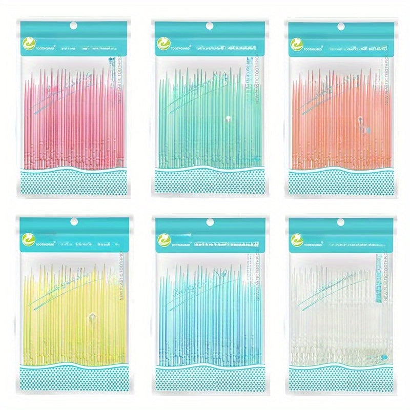 Double-Headed Floss, Interdental Toothpick, Toothbrush, Tooth Cleaning Stick, Toothpick, Floss Stick, Tool Color Random