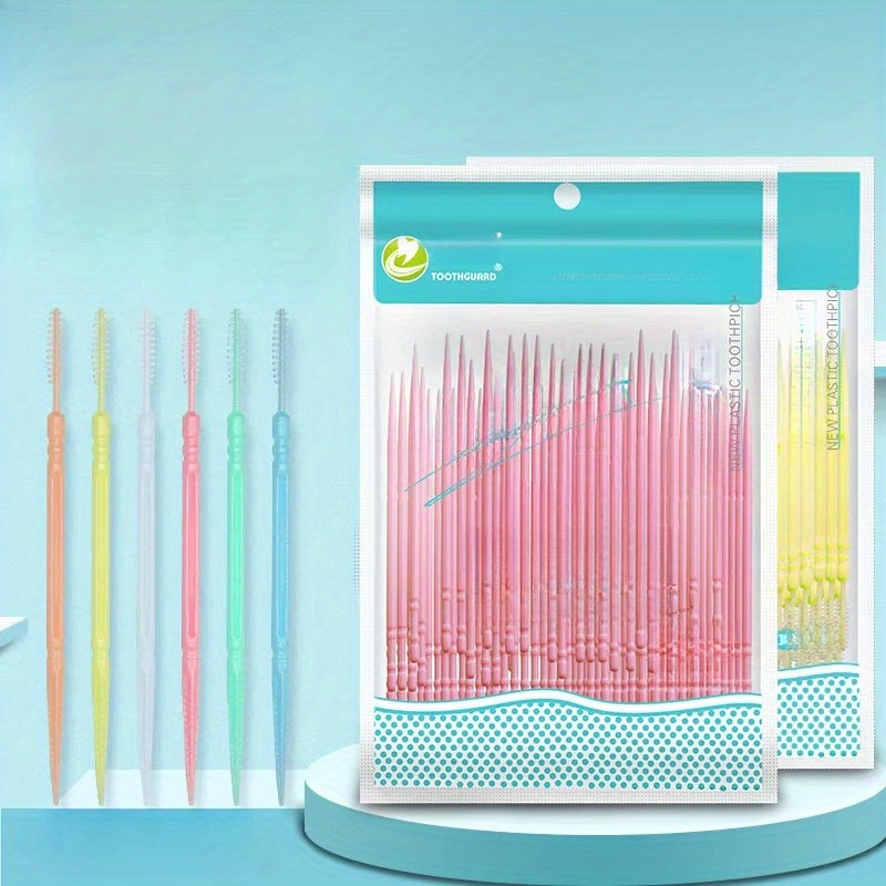 Double-Headed Floss, Interdental Toothpick, Toothbrush, Tooth Cleaning Stick, Toothpick, Floss Stick, Tool Color Random