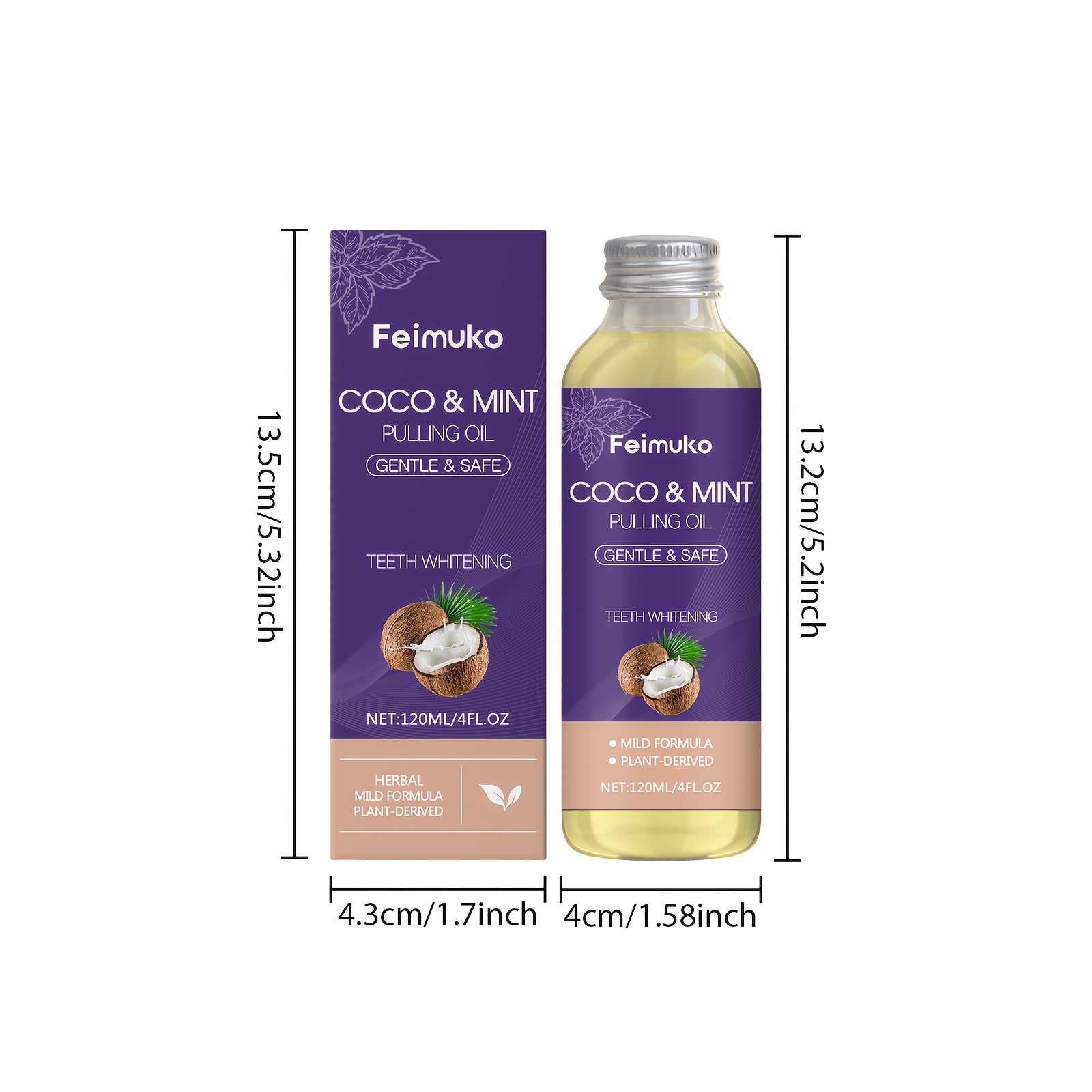 Coconut Mint Oil Mouthwash 120g, Containing Menthol, Citric Acid, and Coconut Oil, Provides Gentle Daily Cleaning and Oral Care. The Minty Fragrance Offers Long-lasting Fresh Breath. Made with Natural Ingredients, It Quickly Boosts Confidence
