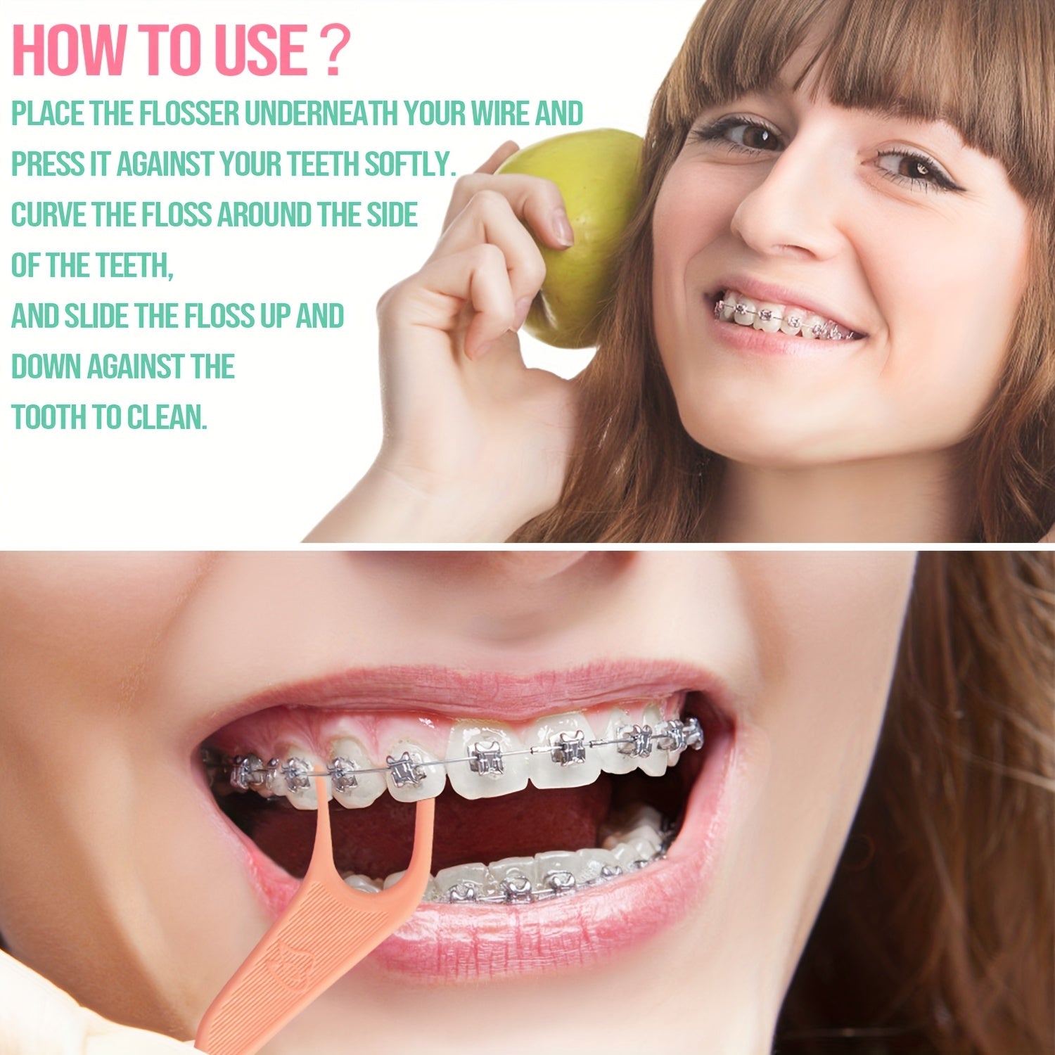 120 Dr. Emma Floss with Braces, Mint Flavored, Alcohol-free, Designed for Daily Oral Hygiene and Braces Maintenance