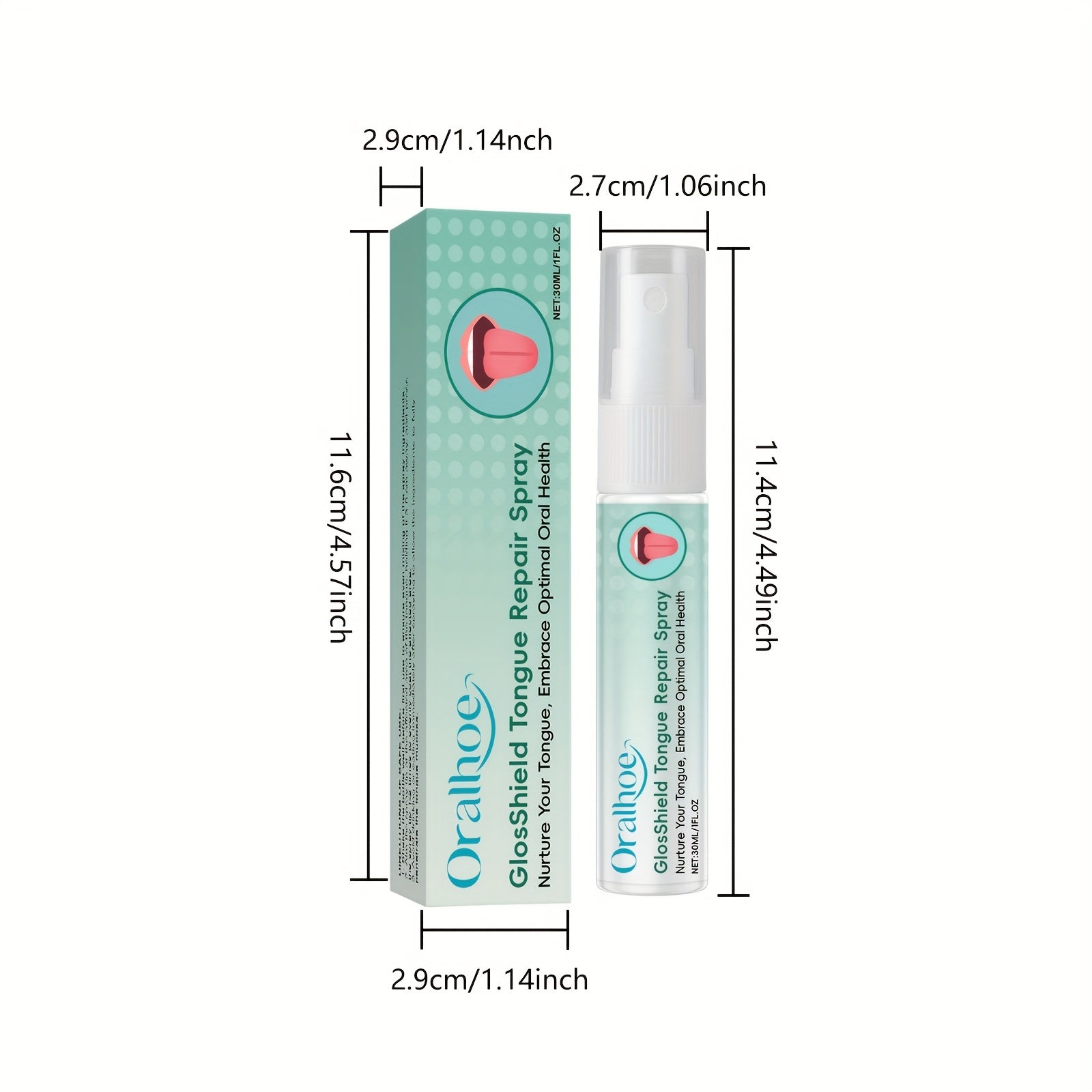 Tongue Care Spray 2pcs*30ml\u002F1fl.oz Freshens Breath, Cleans Tongue, Oral Care Cleansing, Tongue Coating Removal Portable Design, Easy to Use, Daily Oral Care Spray Mouthwash Containing Mint, Castor Oil, Green Tea, Panthenol