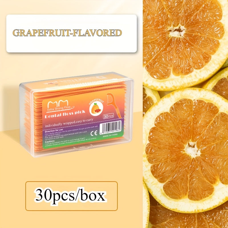 Four Individually Wrapped Floss Sticks with Fruit Flavors | Made from Ultra-Thin 0.01Mm PE Material, They Are Strong And Resistant to Breaking, Effectively Eliminating 99% of Plaque, Available in a Mix of Four Flavors