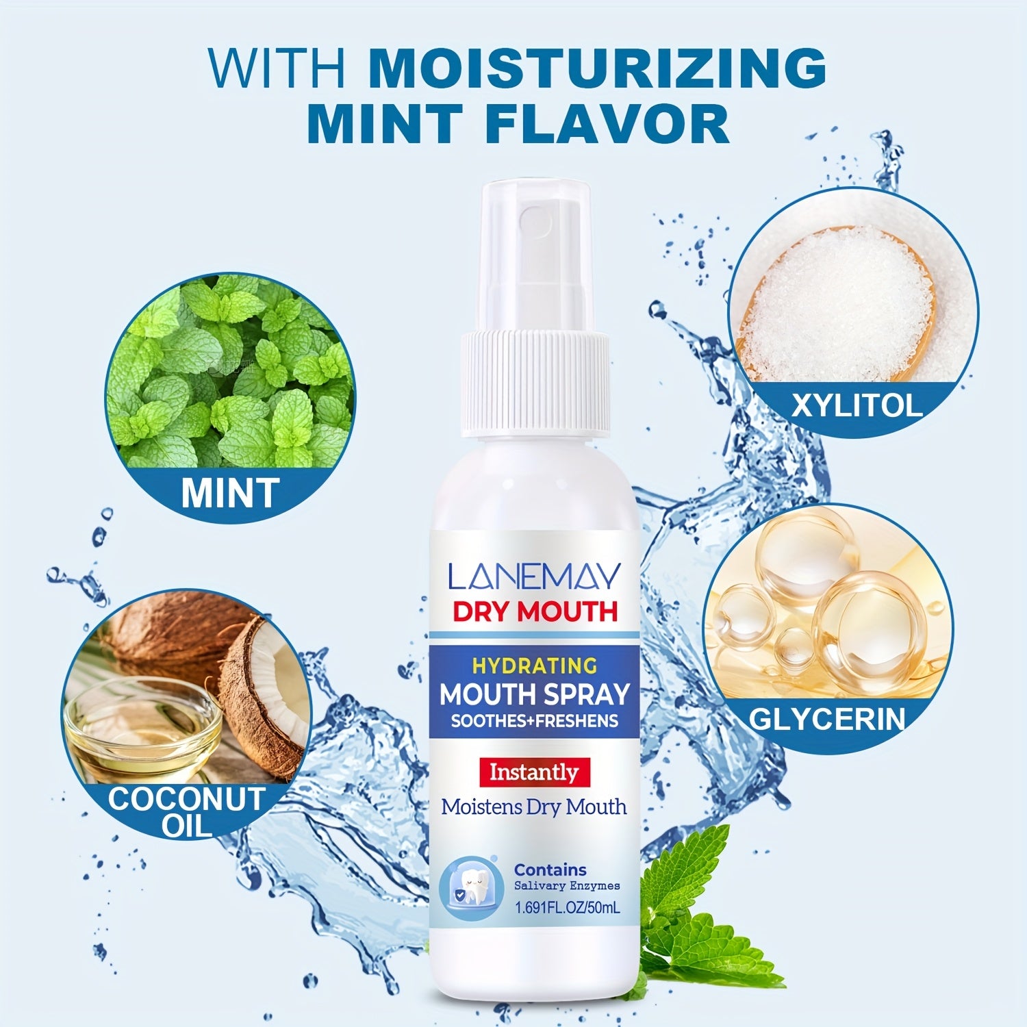 Hydrating Mouth Spray-Moistens and Relieves Symptoms of  Mouth-with a Hint of Mint-Keep Freshens Breath and Great Tasting-Suitable for  Mouth & Bad Breath
