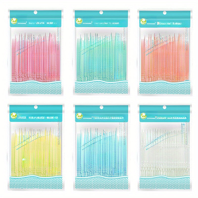 Double-Headed Floss, Interdental Toothpick, Toothbrush, Tooth Cleaning Stick, Toothpick, Floss Stick, Tool Color Random