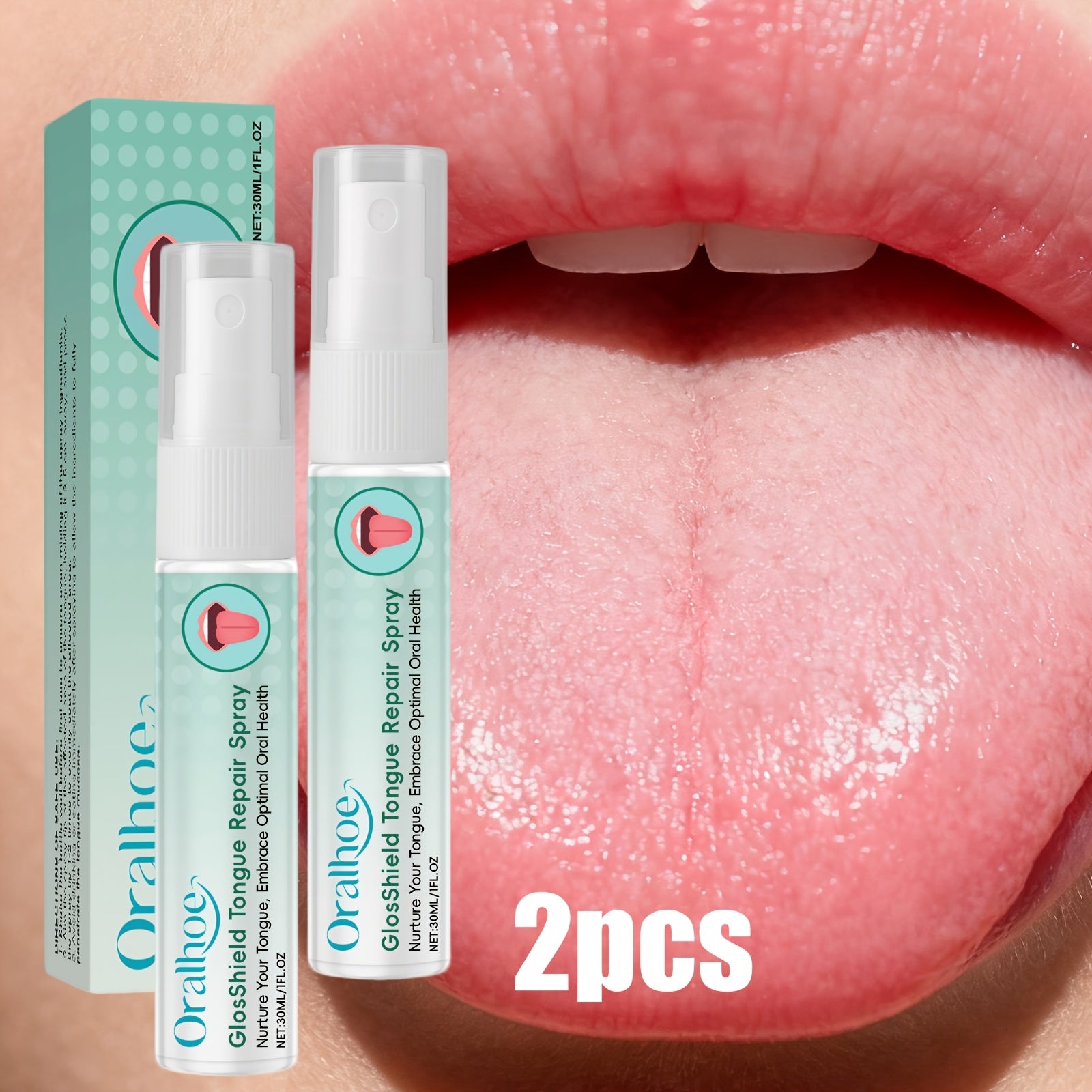 Tongue Care Spray 2pcs*30ml\u002F1fl.oz Freshens Breath, Cleans Tongue, Oral Care Cleansing, Tongue Coating Removal Portable Design, Easy to Use, Daily Oral Care Spray Mouthwash Containing Mint, Castor Oil, Green Tea, Panthenol