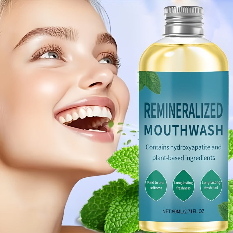 2.71oz Mint-Flavored Mouthwash, Containing Hydroxyapatite And Plant Ingredients, Lightweight Texture, Easy to Rinse, Achieving More Thorough Care, Perfect for Fresh Breath Before Dates Or After Meals. Ideal for Travel And Hotel Stays