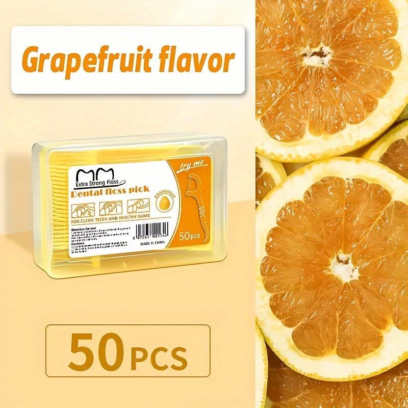 Disposable Fruit-Flavored Floss Picks - Individually Wrapped Suitable for Travel, Multi-Flavor & Color-Coded Ultra-Fine Floss with Fruit Flavors ( Taste) for -the- Oral Hygiene Care, Portable for &