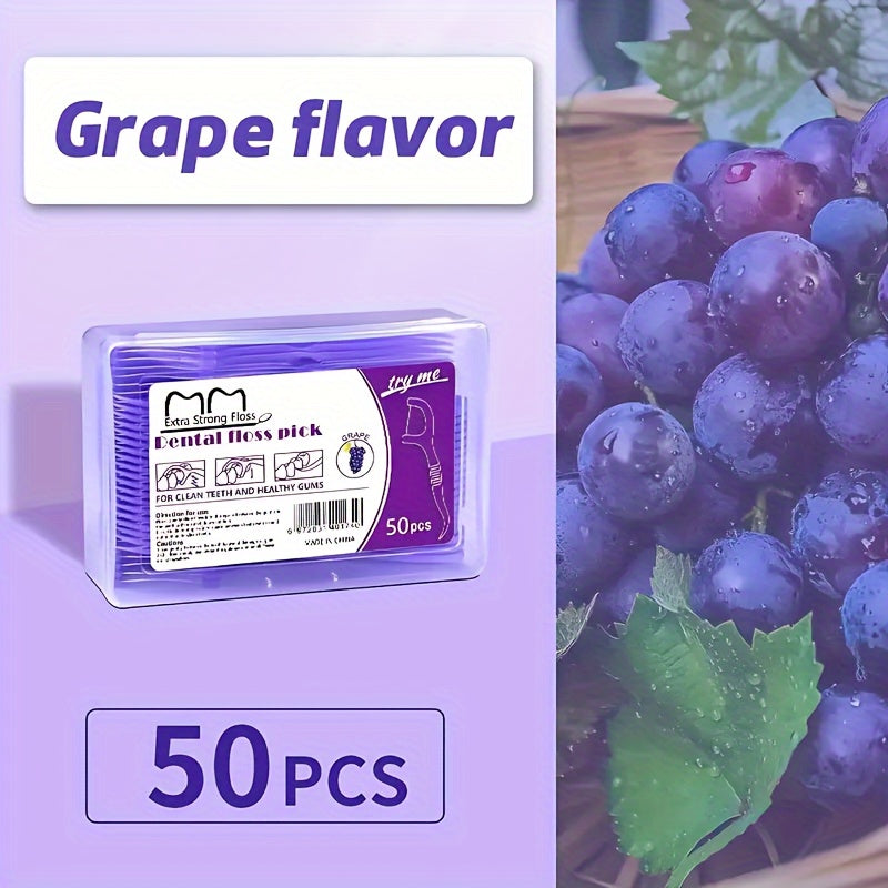 Disposable Fruit-Flavored Floss Picks - Individually Wrapped Suitable for Travel, Multi-Flavor & Color-Coded Ultra-Fine Floss with Fruit Flavors ( Taste) for -the- Oral Hygiene Care, Portable for &