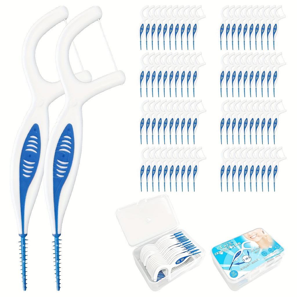 New Mint Dental Floss Stick, Silicone Interdental Brush 2-in-1, Portable Disposable Oral Hygiene Tool for Travel And Daily Use - Essential for On-the-Go Fresh Breath, Teeth Cleaning, Compact Design, Easy to Carry, Hygienic Material, Soft Bristles
