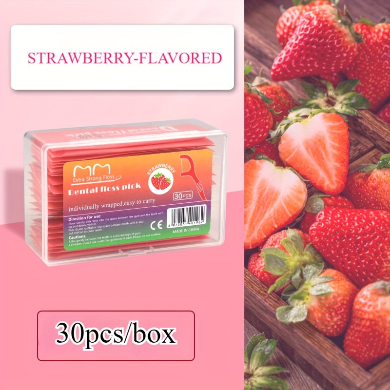 Four Individually Wrapped Floss Sticks with Fruit Flavors | Made from Ultra-Thin 0.01Mm PE Material, They Are Strong And Resistant to Breaking, Effectively Eliminating 99% of Plaque, Available in a Mix of Four Flavors