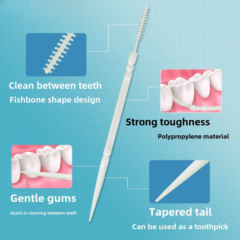 Double-Headed Floss, Interdental Toothpick, Toothbrush, Tooth Cleaning Stick, Toothpick, Floss Stick, Tool Color Random