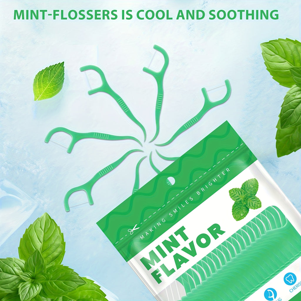 Dental Fresh 1500 Count Professional Mint Flavored Dental Floss Picks - Polyethylene, Shreddable, Alcohol-Free, Freshens Breath, Oral Care, Travel-Sealed Bag