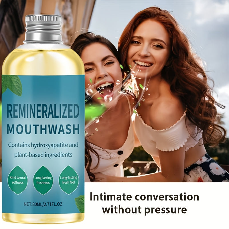 2.71oz Mint-Flavored Mouthwash, Containing Hydroxyapatite And Plant Ingredients, Lightweight Texture, Easy to Rinse, Achieving More Thorough Care, Perfect for Fresh Breath Before Dates Or After Meals. Ideal for Travel And Hotel Stays