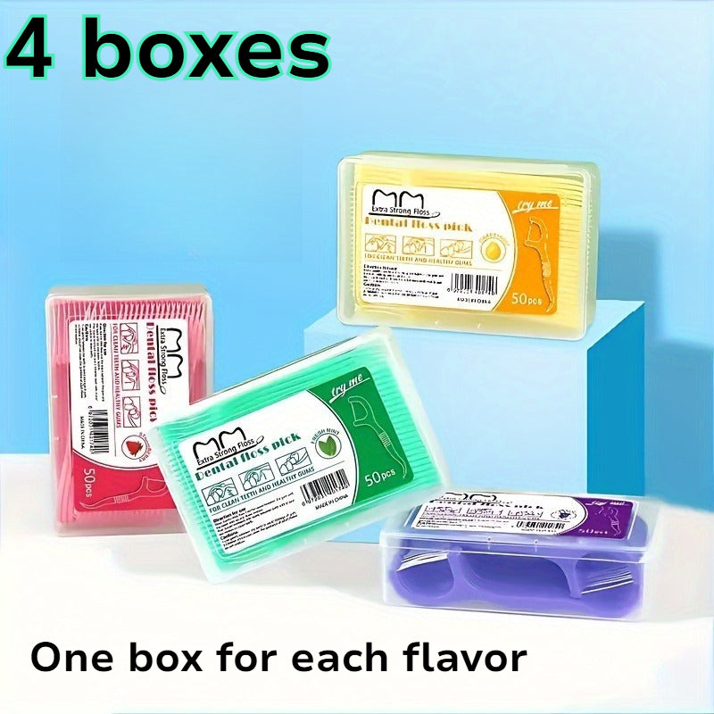 Disposable Fruit-Flavored Floss Picks - Individually Wrapped Suitable for Travel, Multi-Flavor & Color-Coded Ultra-Fine Floss with Fruit Flavors ( Taste) for -the- Oral Hygiene Care, Portable for &