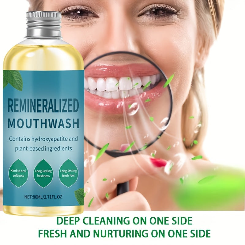 2.71oz Mint-Flavored Mouthwash, Containing Hydroxyapatite And Plant Ingredients, Lightweight Texture, Easy to Rinse, Achieving More Thorough Care, Perfect for Fresh Breath Before Dates Or After Meals. Ideal for Travel And Hotel Stays