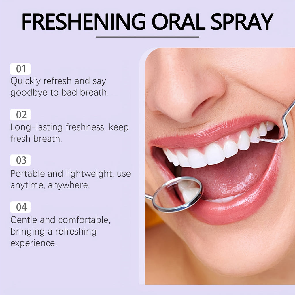Fresh Oral spray, containing mint ingredients, quickly freshens the mouth, eliminates odors and keeps it refreshing for a long time. Compact and portable, it is suitable for use after meals or in social occasions