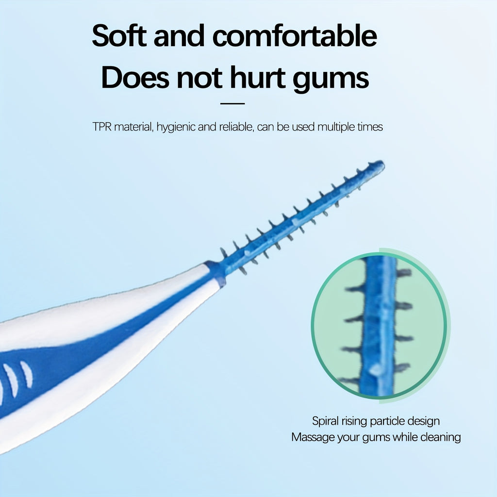 New Mint Dental Floss Stick, Silicone Interdental Brush 2-in-1, Portable Disposable Oral Hygiene Tool for Travel And Daily Use - Essential for On-the-Go Fresh Breath, Teeth Cleaning, Compact Design, Easy to Carry, Hygienic Material, Soft Bristles