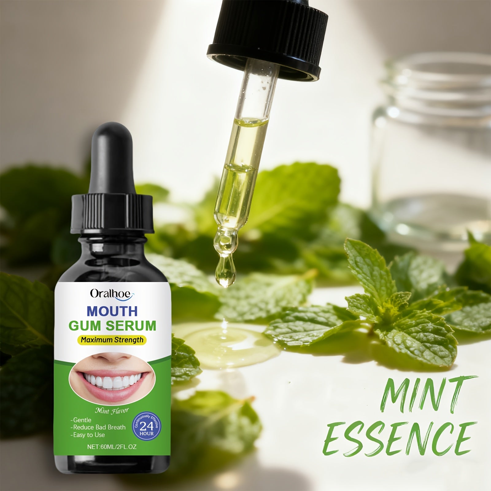 1\u002F2pcs 24-Hour Fresh Breath Oral Care Drops 60Ml\u002F2Fl.Oz, Botanical Oral Care, Freshens Breath, Long-Lasting Fragrance, Teeth Cleaning, Tongue Coating Removal, Daily Mouthwash, Portable