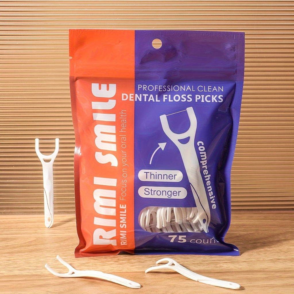 225pcs RIMI SMILE Dental Floss Picks, Thinner & Stronger, Portable Oral Care Sticks for Deep Cleaning, Unflavored, PE Material, for Daily Use & Travel