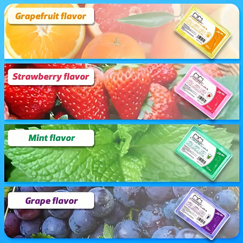 Disposable Fruit-Flavored Floss Picks - Individually Wrapped Suitable for Travel, Multi-Flavor & Color-Coded Ultra-Fine Floss with Fruit Flavors ( Taste) for -the- Oral Hygiene Care, Portable for &