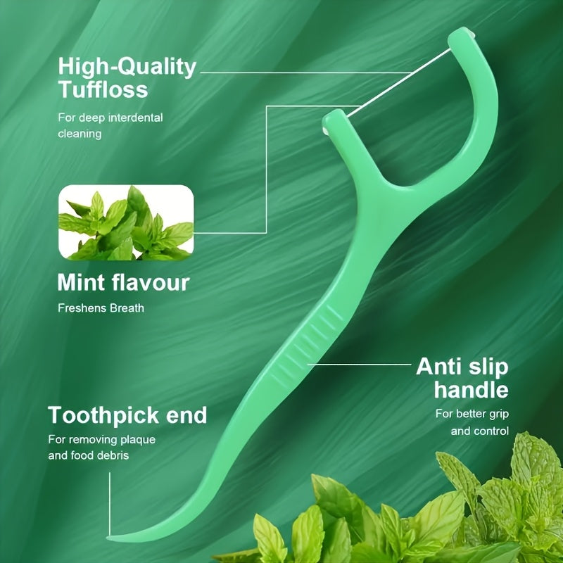 Dental Fresh 1500 Count Professional Mint Flavored Dental Floss Picks - Polyethylene, Shreddable, Alcohol-Free, Freshens Breath, Oral Care, Travel-Sealed Bag