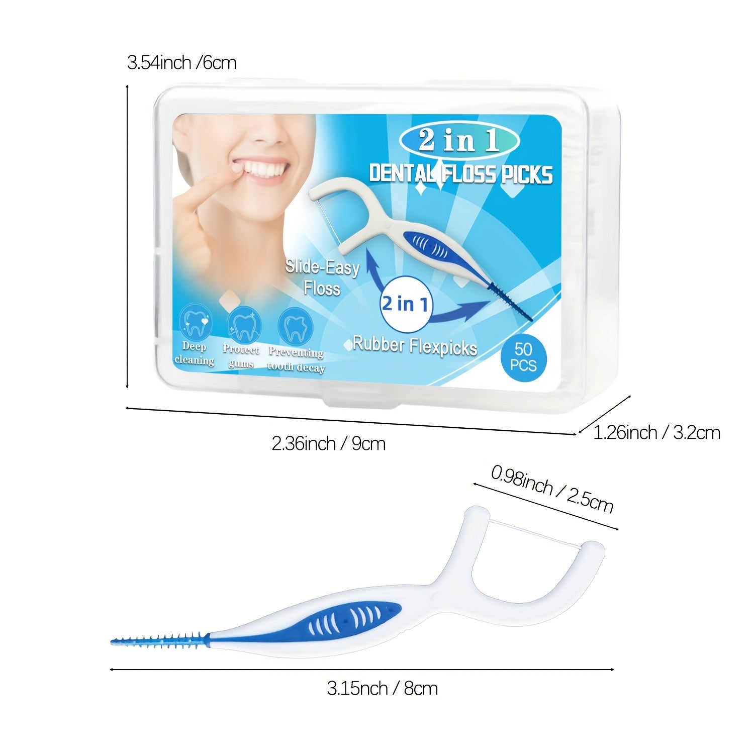 New Mint Dental Floss Stick, Silicone Interdental Brush 2-in-1, Portable Disposable Oral Hygiene Tool for Travel And Daily Use - Essential for On-the-Go Fresh Breath, Teeth Cleaning, Compact Design, Easy to Carry, Hygienic Material, Soft Bristles